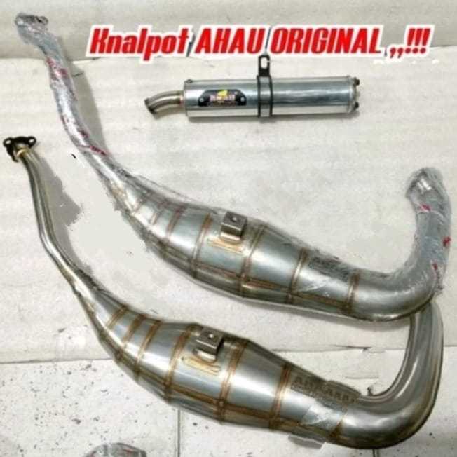 KNALPOT AHAU1 NINJA R RR SS RR ZX STAINLESS TIPE LEHER L PRESS COBRA UKURAN PERUT 39 DAN 40 ORIGINAL