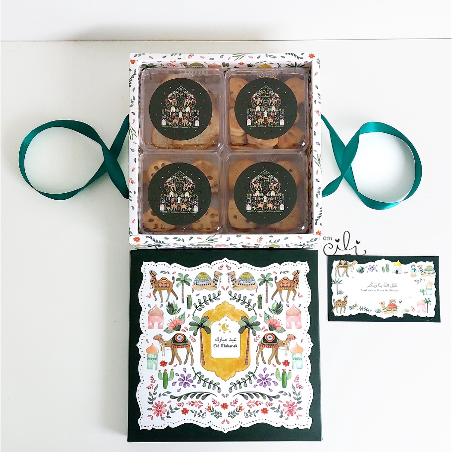 

Kilat BOX 24 x 24 x 7 cm LEBARAN kotak kue kering bolu lapis toples Idul fitri lebaran 1 pcs