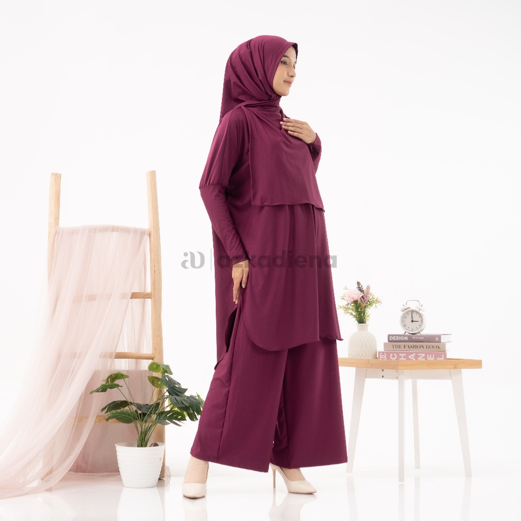 Azkadiena Syakiera One Set 4 In 1 Long Tunik Kulot Kaftan Malaya