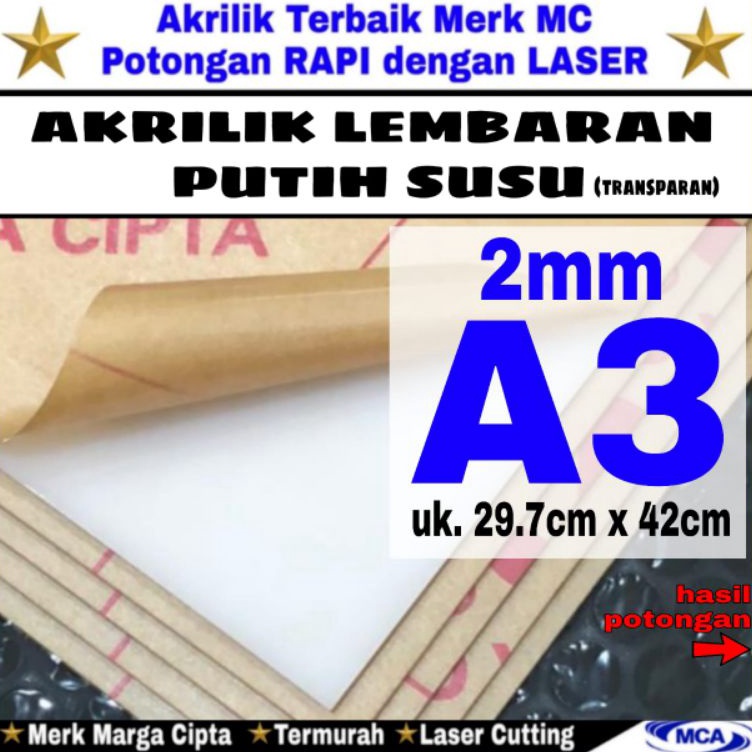 

KODE L97Y AKRILIK lembaran PUTIH SUSU 2mm A3 Marga cipta Acrylic