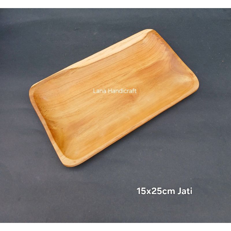 piring kayu/piring saji/piring persegi kayu jati 15x25cm