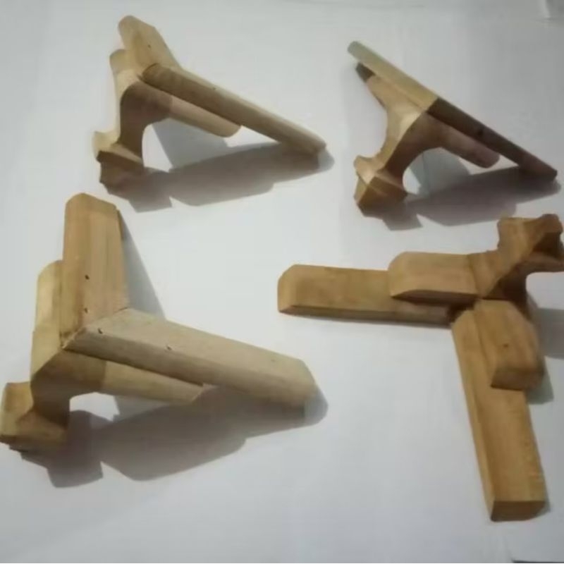 Kaki Sangkar Kotak Model Kaki Kambing 1 set Isi 4 Pcs Bahan Kayu Warna Kayu Mentah Kaki Kambing Kaki