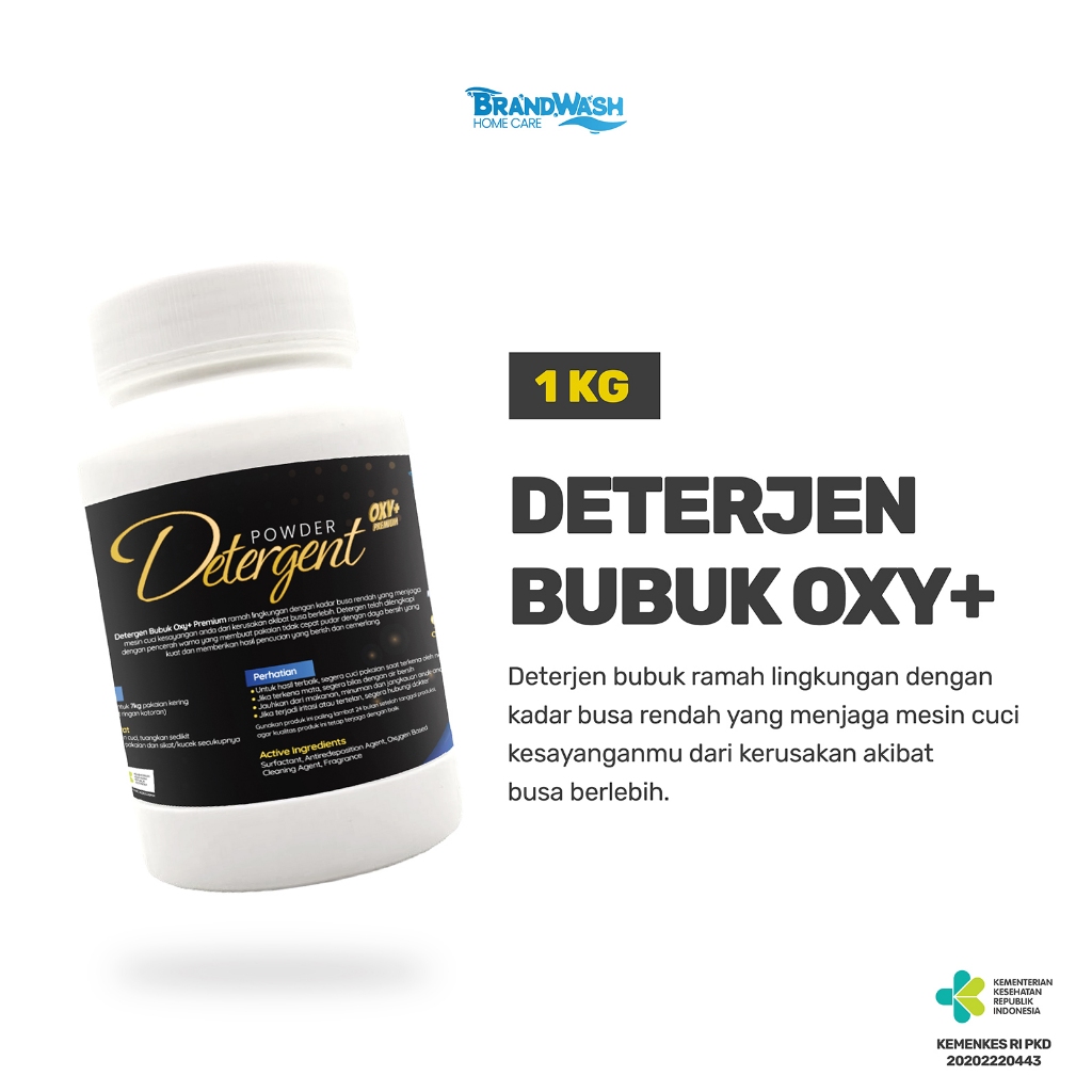 BRANDWASH - Detergent 1kg Matic Powder Laundry Oxy+ / Deterjen Khusus Mesin Cuci Top & Front Load