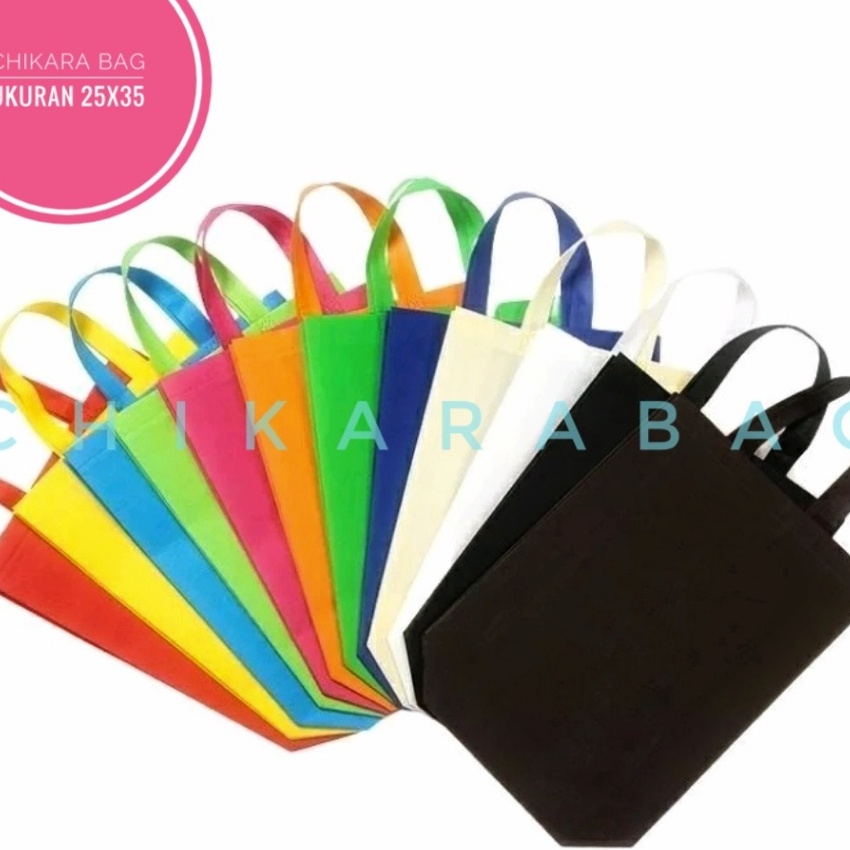 

Langka 12 PCS TAS SOUVENIR SPUNBOND STANDING HANDLE BAG 25 x 35 x8 KETEBALAN 75 GSM