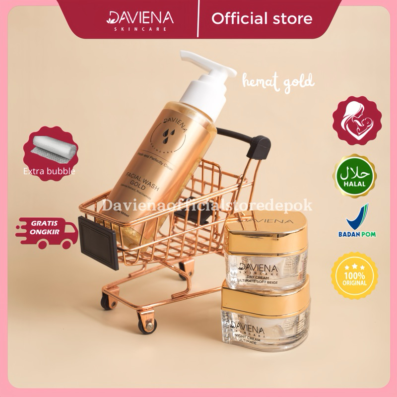 PAKET HEMAT GOLD  DARKSPOT SERIES daviena skincare ORI OFFICIAL STORE JAKARTA BOGOR DEPOK TANGGERANG