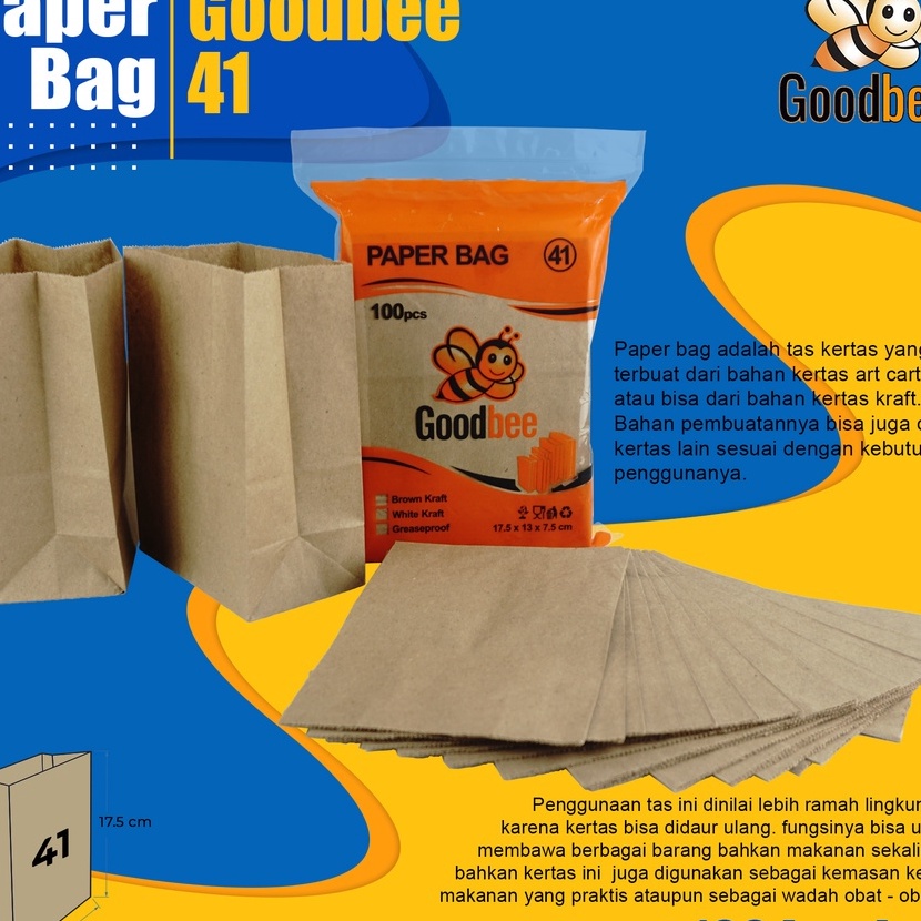 

HJ6 Goodbee Paper Bag kode 41 Brown Kraft Kantong Kes Goodbee 1pcs