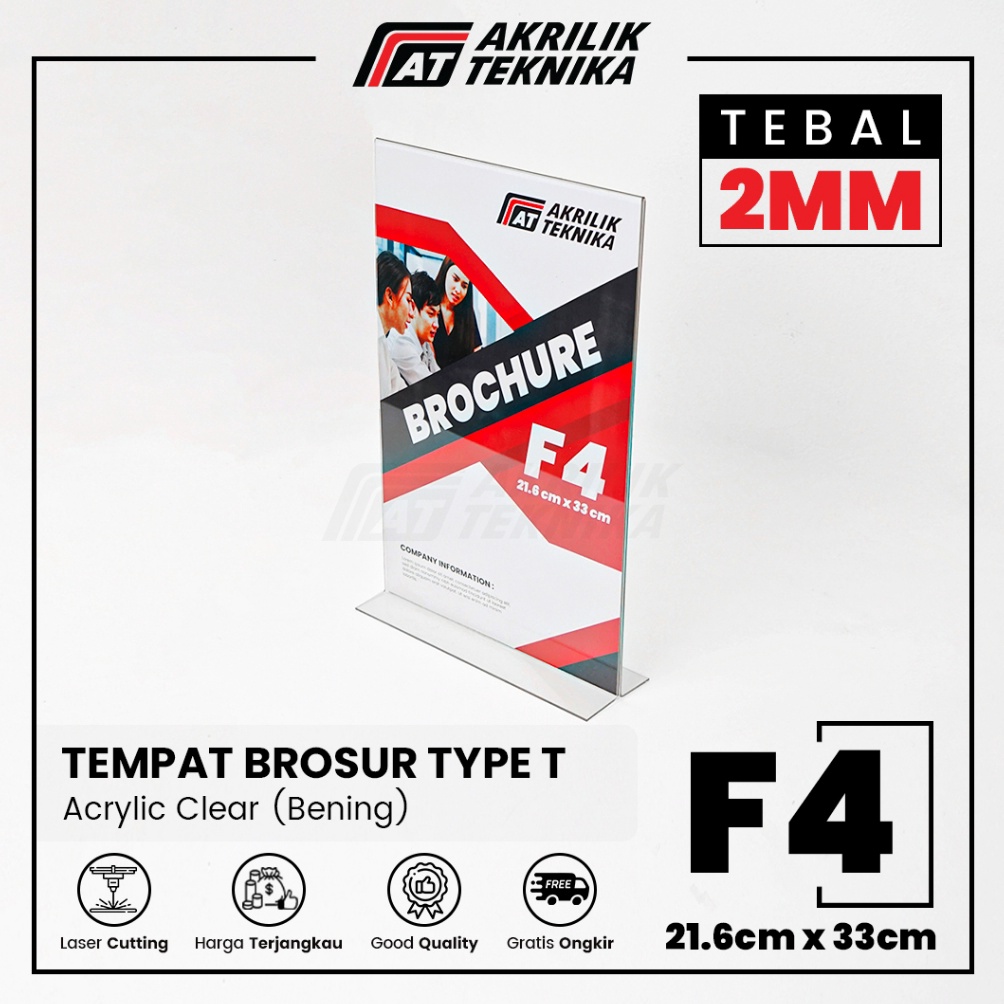 

KODE E75O Tempat Brosur Akrilik Tent Card Holder Portrait T Ukuran F4 2mm