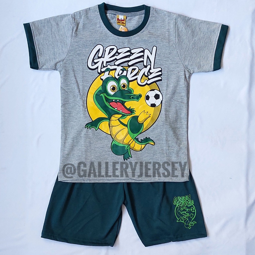 SETELAN KAOS BONEK ANAK ANAK BONEK GREEN FORCE SURABAYA ABU ABU PERSEBAYA HIJAU SETELAN BAJU BONEK A