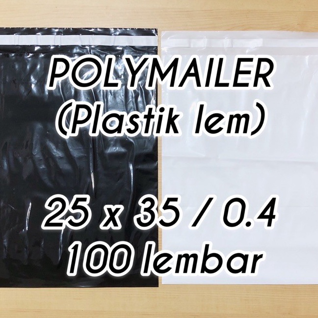 

KI3 plastik packing POLYMAILER 25x35 4 1 lembar hitam putih plastik lem