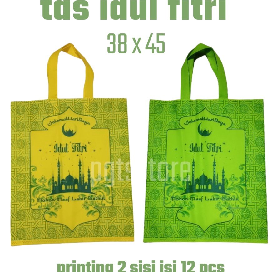 

FG2 Tas idul fitri print 2 sisi ukr 38 x 45 isi lusinan tas lebaran hammpers hadiah thr