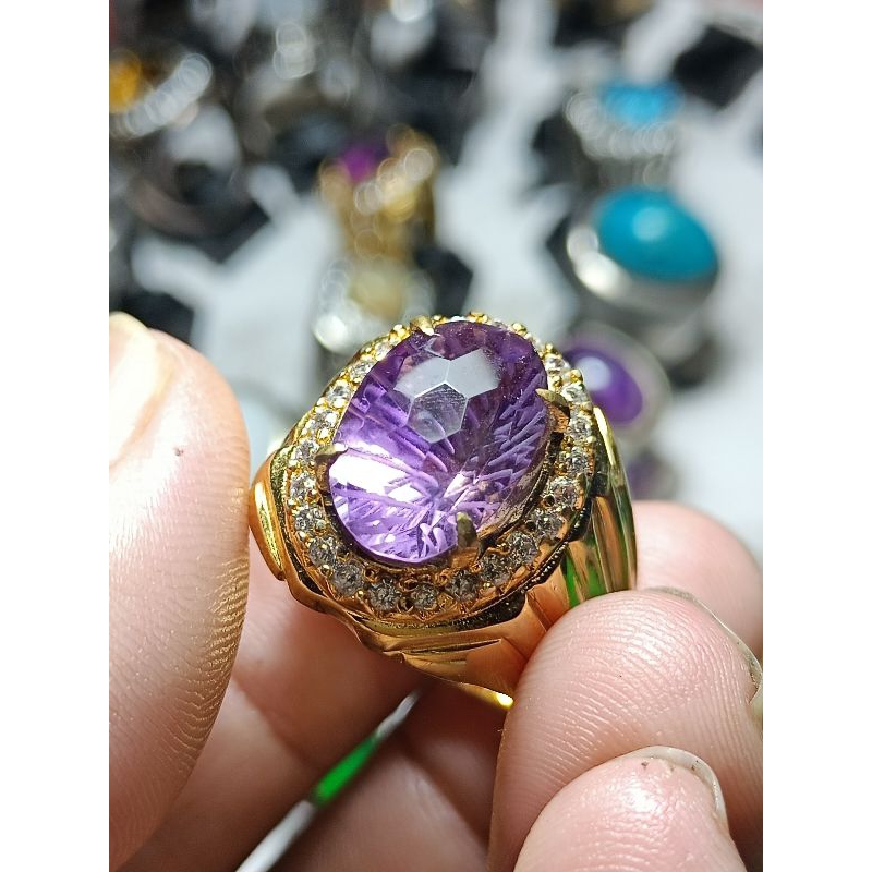 Batu cincin kecubung tanjung bintang cutting custom cincin pria masa kini