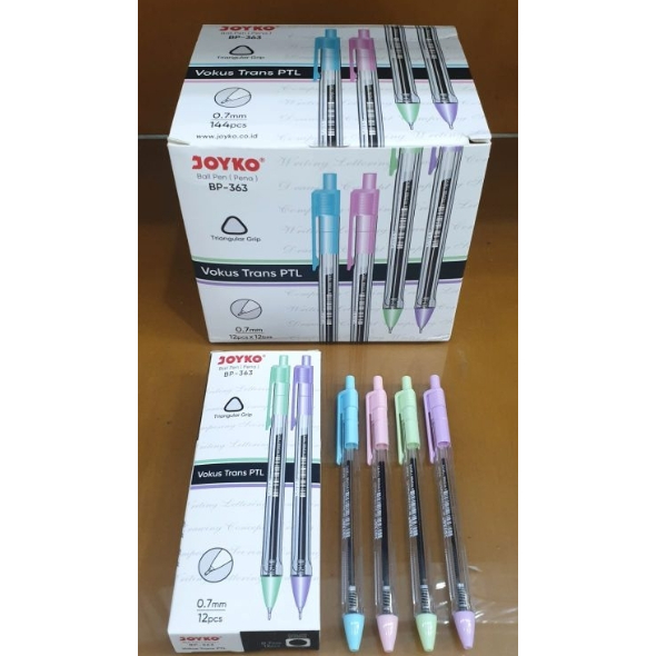 

(12 PCS) Pulpen BP 363 Joyko 0.7 mm BP-363 Vokus PASTEL Needle Tip ( jarum / runcing / lancip )