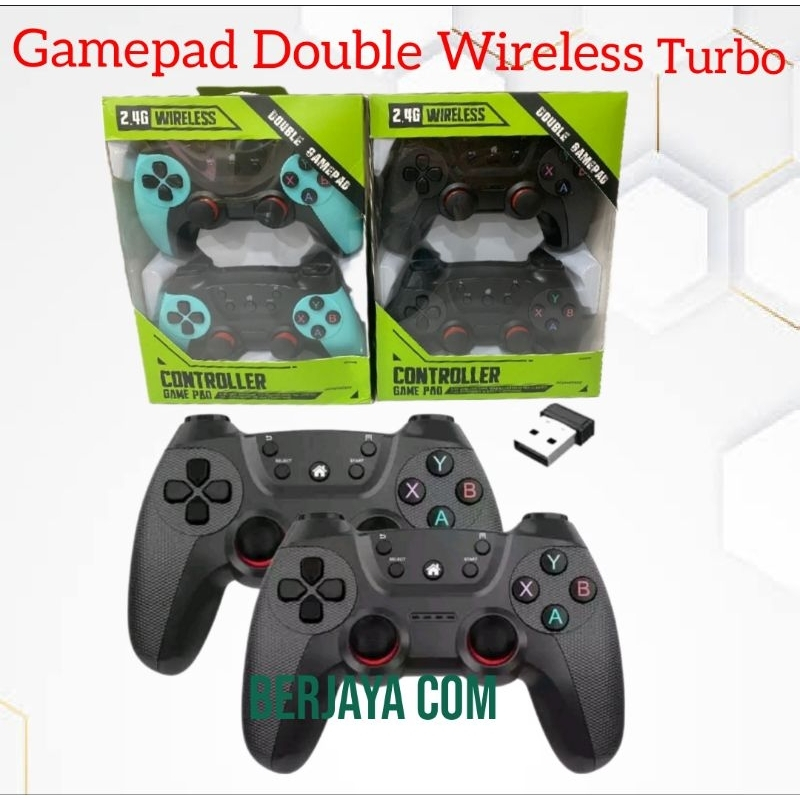 Gamepad Double Wireless Turbo - Joystick Pc Controller Gaming Komputer Wireless Turbo 2.4ghz
