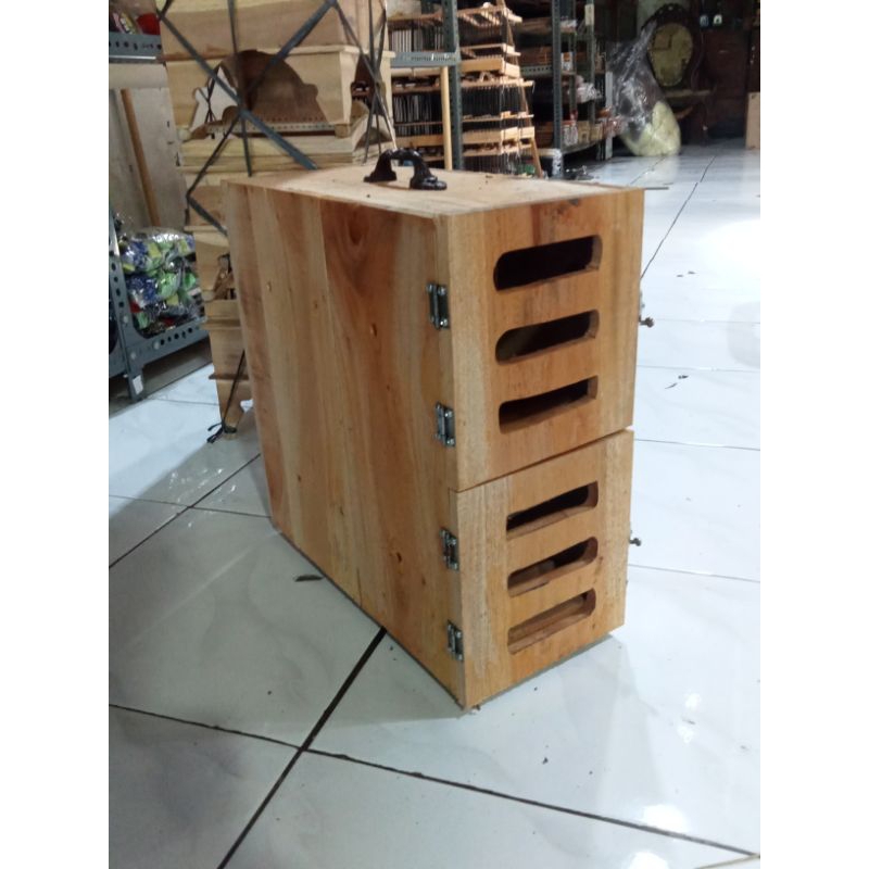 Box Kayu Kandang Sangkar Merpati Tas Kayu Tingkat 2 Plong