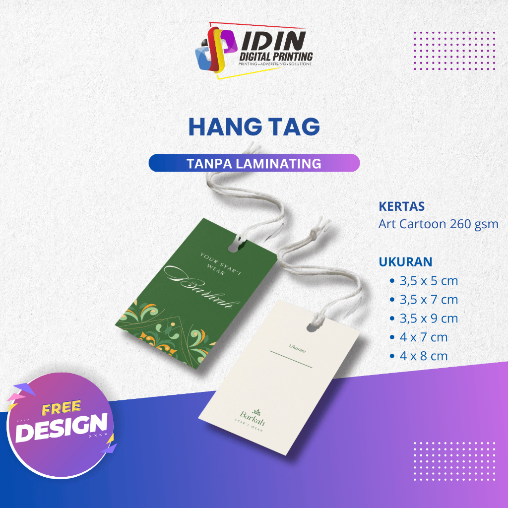 

Hang Tag Ekonomis Label Hampers Brand Merek Baju Ulang Tahun - Percetakan Idin Digital Printing