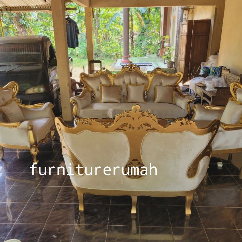 kursi sofa tamu kayu jati ukiran mewah, sofa tamu Inul kayu jati mewah