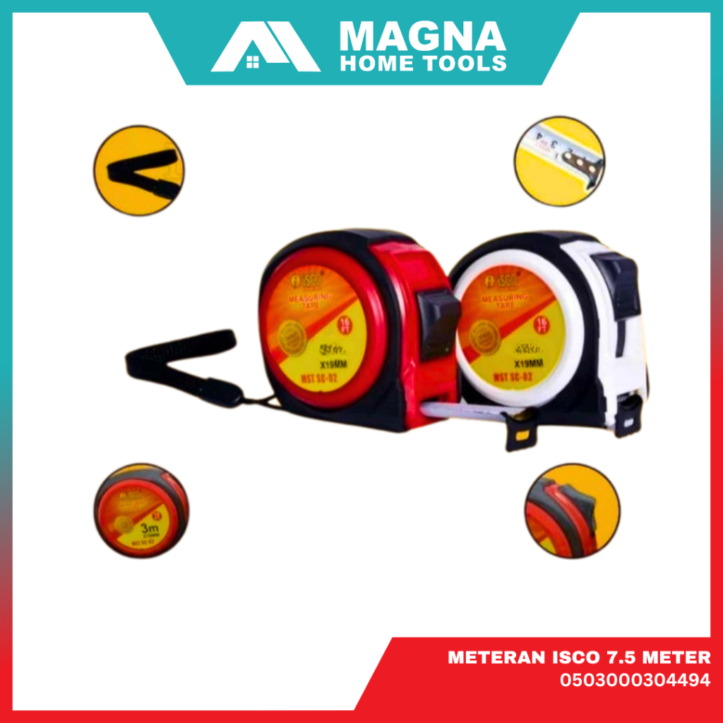 METERAN TUKANG BANGUNAN PALING BAGUS 7.5 METER ISCO [ASLI]