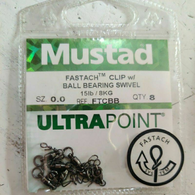 Mustad Fastach Clip Ballbearing Swivel / Snap Mustad