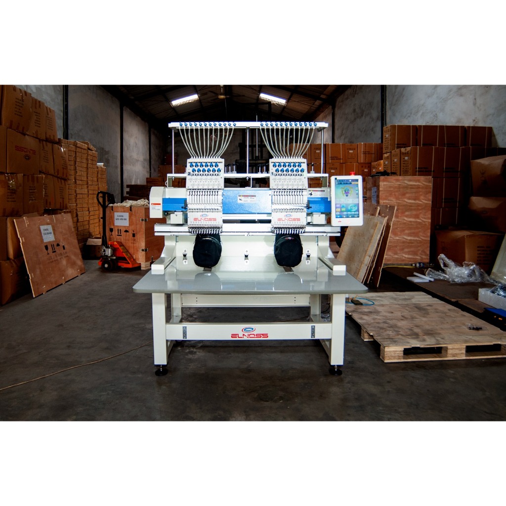 Mesin Bordir Komputer Elnoss 1202 2 kepala 12 jarum komplit set