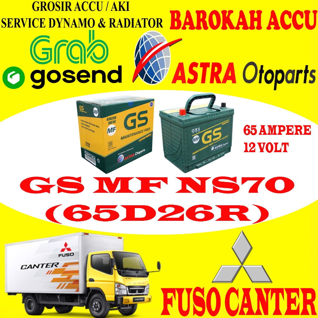 AKI MOBIL MITSUBISHI FUSO CANTER GS MF NS70 / 65D26R , 65 AH ASTRA OTOPARTS