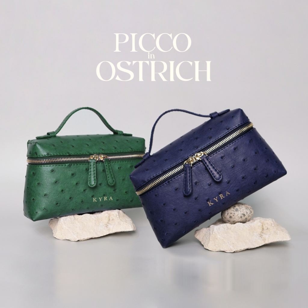 KYRA Picco Bag - Tas Ostrich Asli - Tas Kulit Eksotis Asli - Tas Kulit Buaya Asli - Tas Mewah Wanita