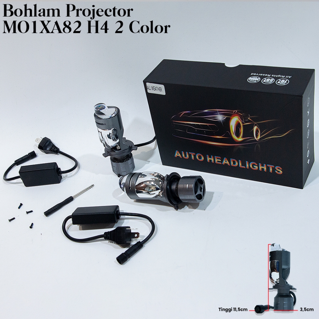 LAMPU BOHLAM LED M01XA82 MINI PROJIE PROJECTOR H4 CUT OFF MOTOR MOBIL