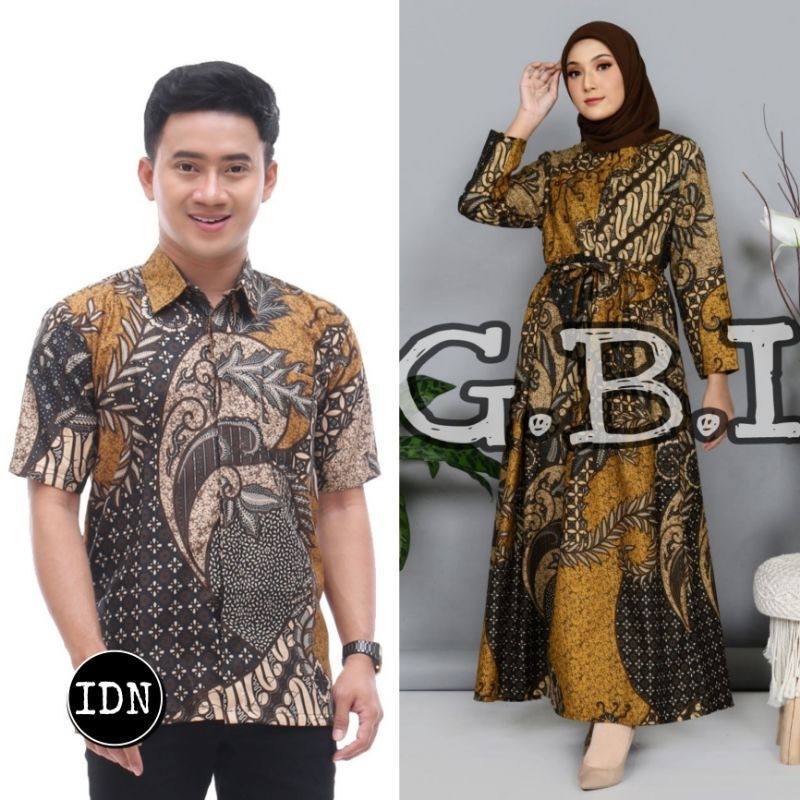 Batik Couple Keluarga Modern Baju Couple Gamis Batik Jumbo Sarimbit Ibu Ayah dan Anak
