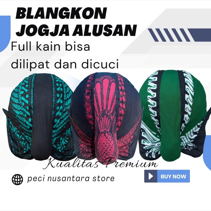 BLANGKON JOGJA MATARAM ALUSAN SUPER Anak-anak dan dewasa full kain bisa dilipat dan dicuci