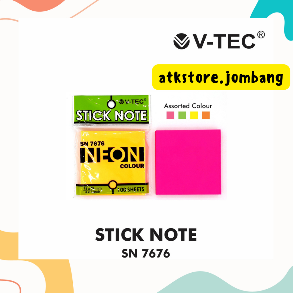 

V Tec Sticky Notes Kertas Tempelan - Stick Note Kertas Memo - ATJ