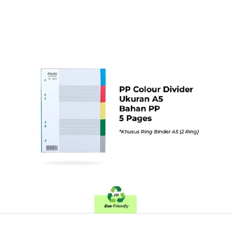 

Bantex PP Colour Divider Ukuran A5 ( 5 Pages )