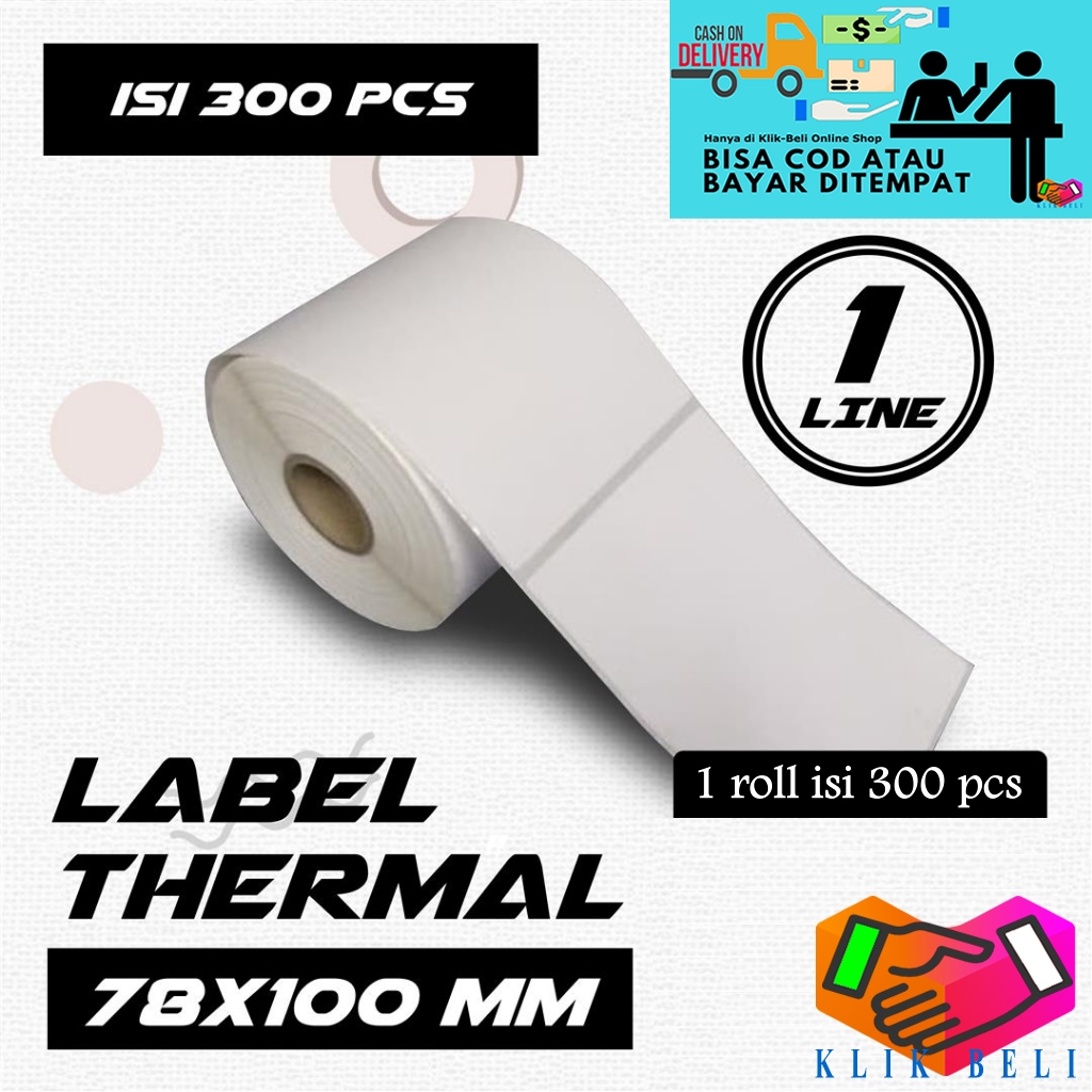 

Label Barcode 78x100 mm Isi 300 Pcs per Roll / Sticker Thermal Resi 78 x 100 MM / Kertas Sticker Direct Thermal