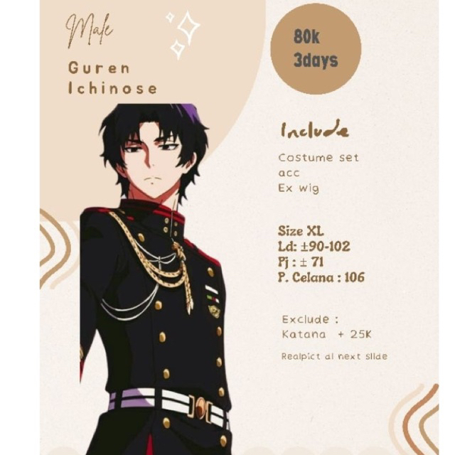 rental costum cosplay guren ichinose
