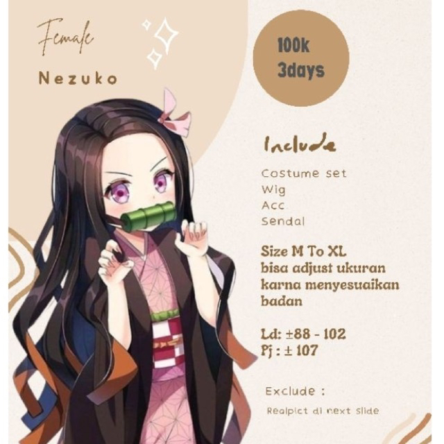 rental costum cosplay nezuko