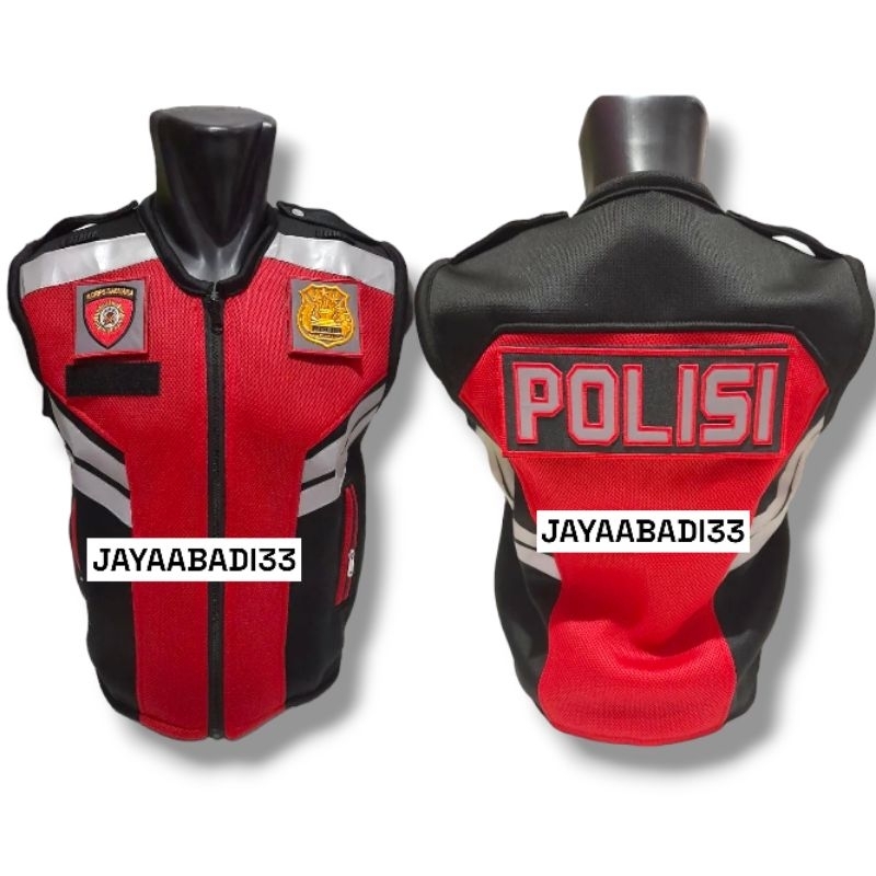 Rompi Polisi Sabhara | Rompi Corps Sabhara | Rompi Polisi Bahan Doublemesh Hitam Merah