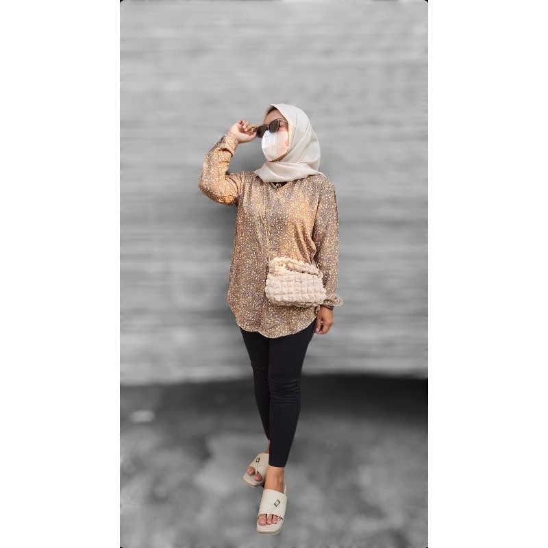 kemeja wanita rayon motif bunga