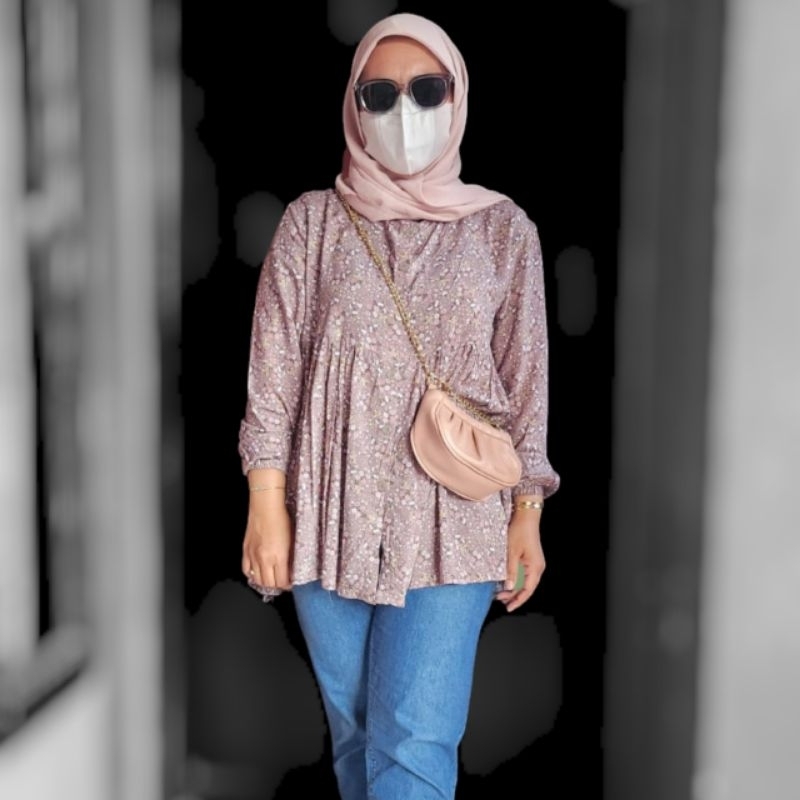 blouse rayon motif bunga