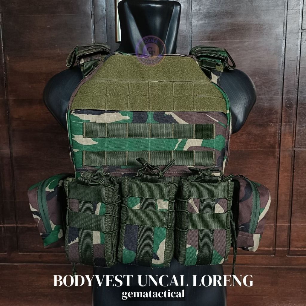 Bodyvest Rompi Uncal Loreng Tactical Quick Release Merk WR / Body Vest Loreng TNI / Rompi Anti Pelur