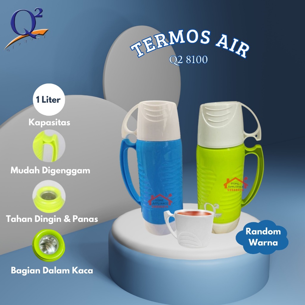 Thermos Termos Air Panas Dingin Vacuum Flask 1L 1 Liter Q2 8100 Q2-8100