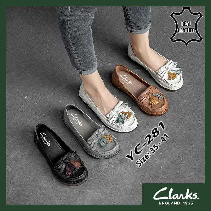 Sepatu Clarks YC281 Loafer Leather / sepatu kerja kantor wanita kulit asli