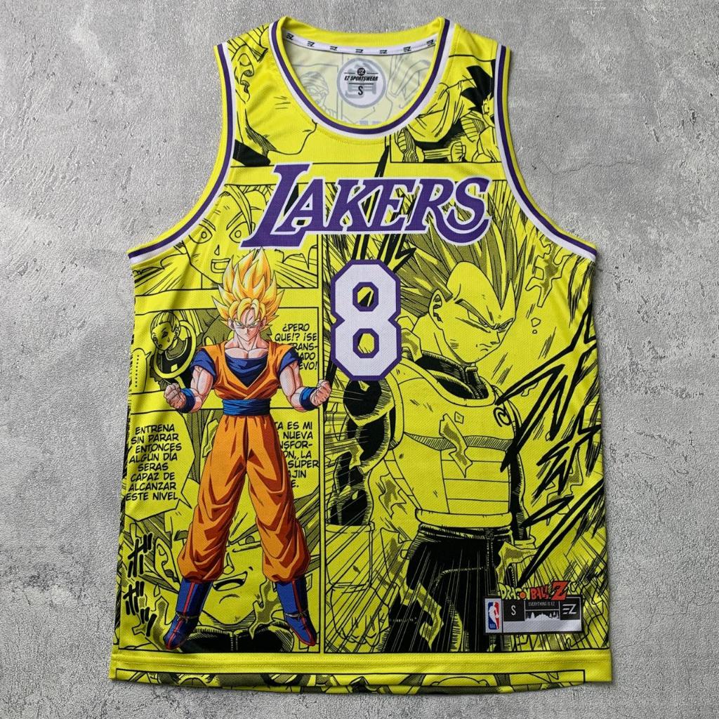 Jersey Kobe Bryant LA Lakers Dragon Ball Custom Swingman Bola Basket NBA Baju Kaos T-Shirt Tshirt