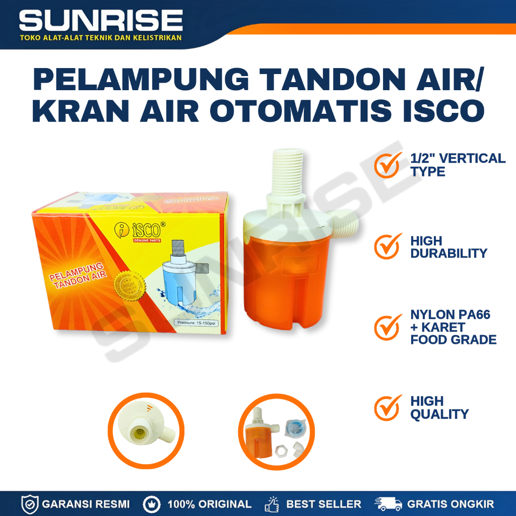 PELAMPUNG VERTIKAL OTOMATIS TOREN / KRAN AIR ISCO 1/2"