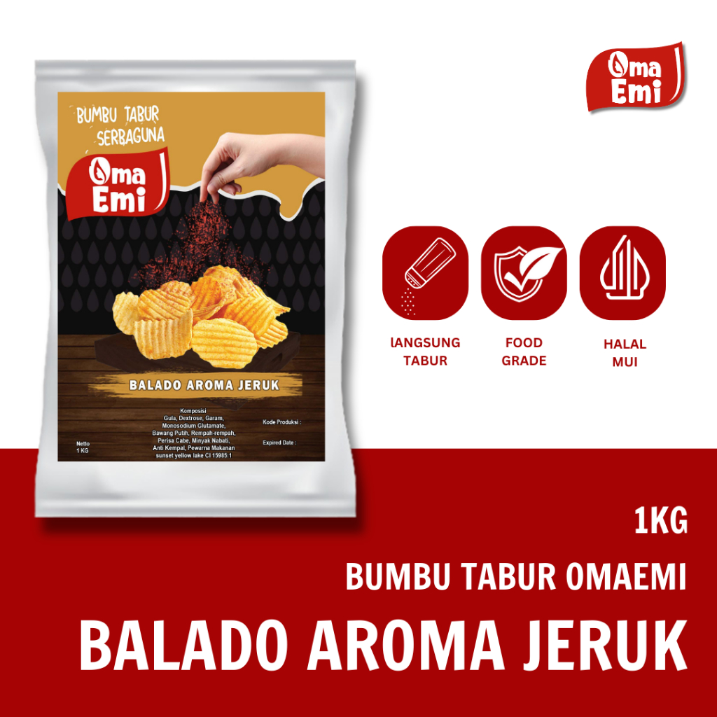 

BUMBU TABUR BALADO AROMA JERUK HALAL FOOD GRADE 1 KG