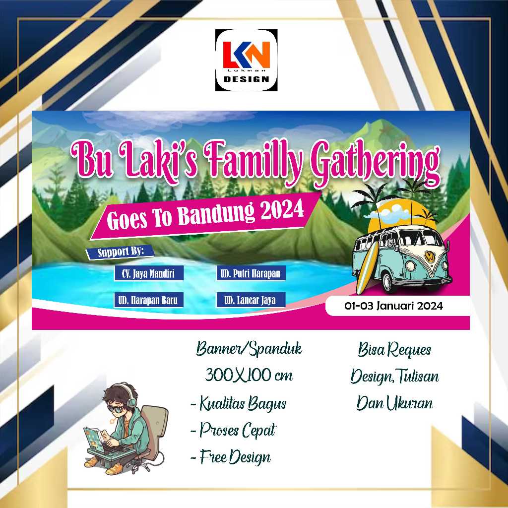 spanduk bannermini FAMILY GATHERING reques design