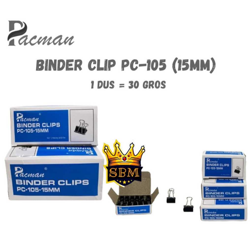 

1 PACK ISI 12 PC ~ SBM ~ PC-105 ( 15 mm ) BINDER CLIP PACMAN