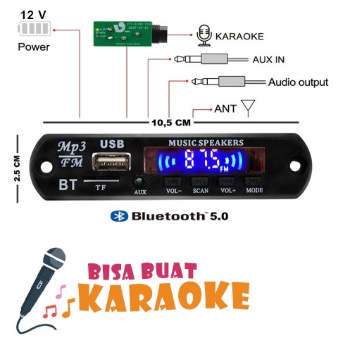 KODE T54F Modul Mp3 Bluetooth Bisa KARAOKE 12V