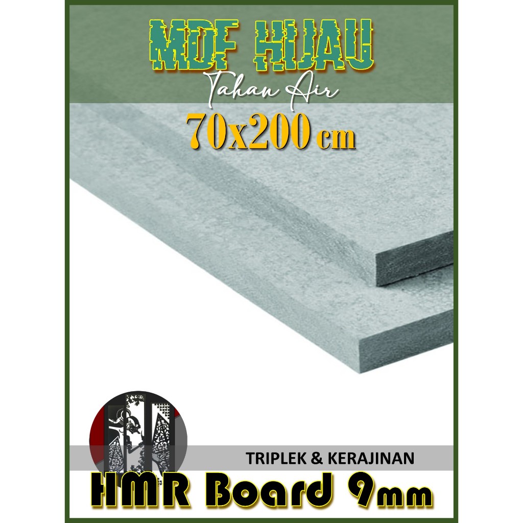 HMR Board 9mm 70x200 cm (9 mm 70 x 200 | 200x70 | 200 x 70 cm) MDF HIJAU 9mm 70x200 cm Tahan Air