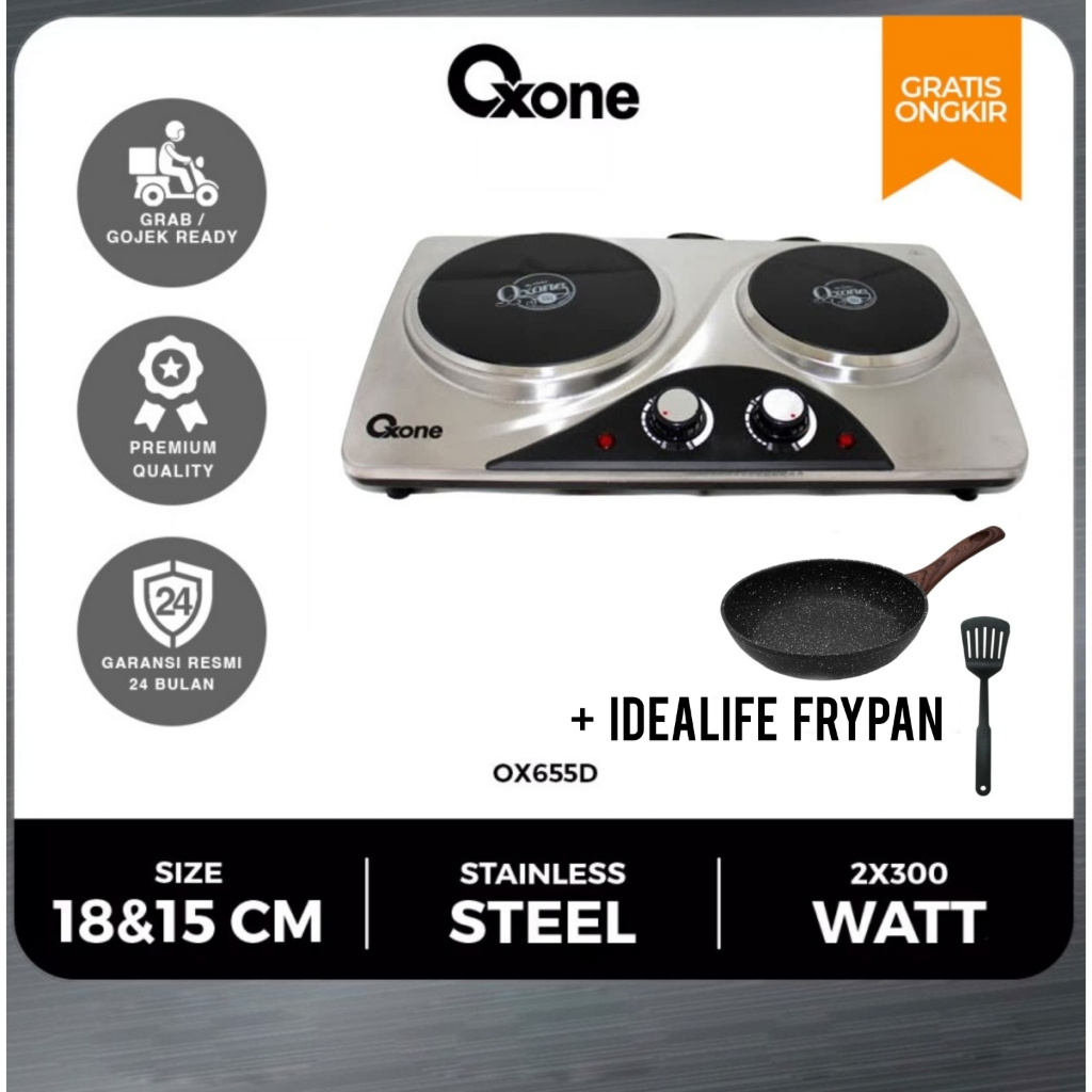 Kompor Listrik Oxone OX 655 D DOUBLE 2 Tungku Electric Stove Ceramic Low Watt