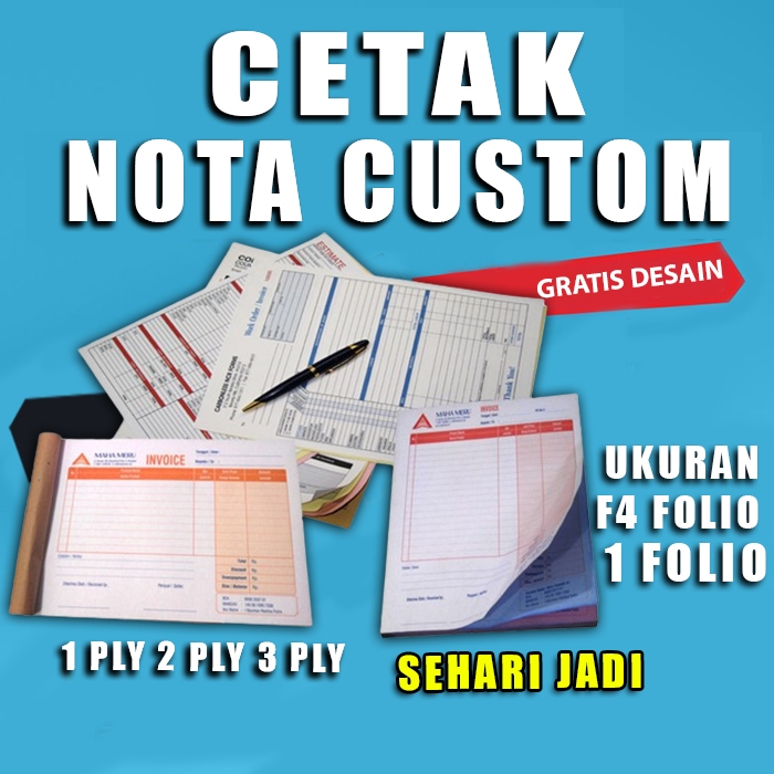 

Cetak NOTA Custom Ukuran F4 1 FOLIO - 1 Ply 2 Ply 3 Ply Free Desain Full Color