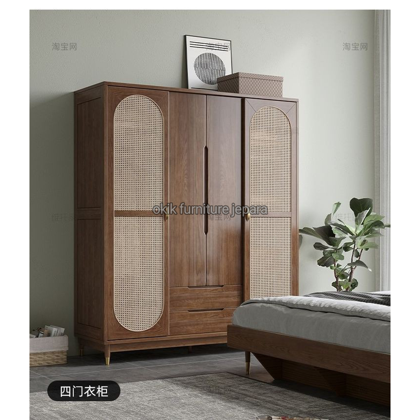 LEMARI+PAKAIAN+LEMARI+BAJU+4+PINTU+MINIMALIS+KAYU+JATI