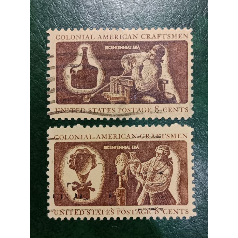

Prangko USA 2 Pcs 8 Cents Colonial American Craftsmen Tahun 1972 USED